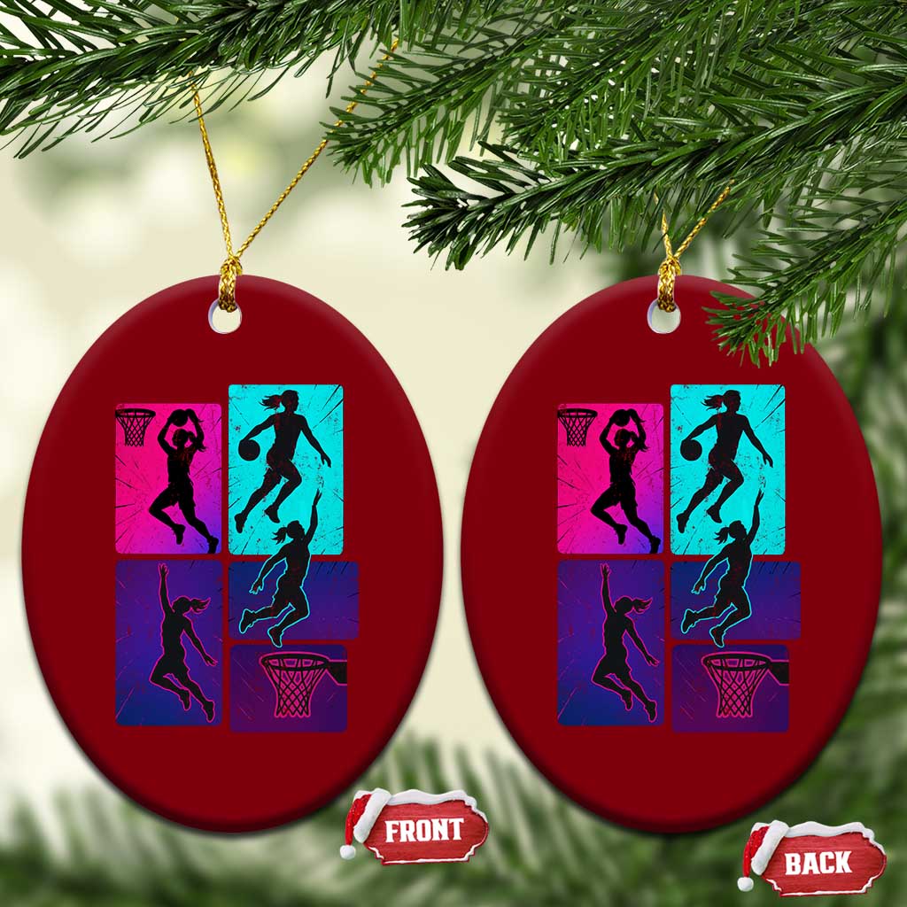 Basketball Girls Ceramic Ornament Retro Neon Girl Dunk Hoop Sports - Wonder Print Shop