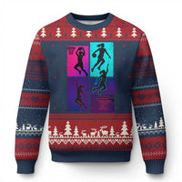 Basketball Girls Ugly Christmas Sweater Retro Neon Girl Dunk Hoop Sports - Wonder Print Shop