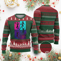 Basketball Girls Ugly Christmas Sweater Retro Neon Girl Dunk Hoop Sports - Wonder Print Shop
