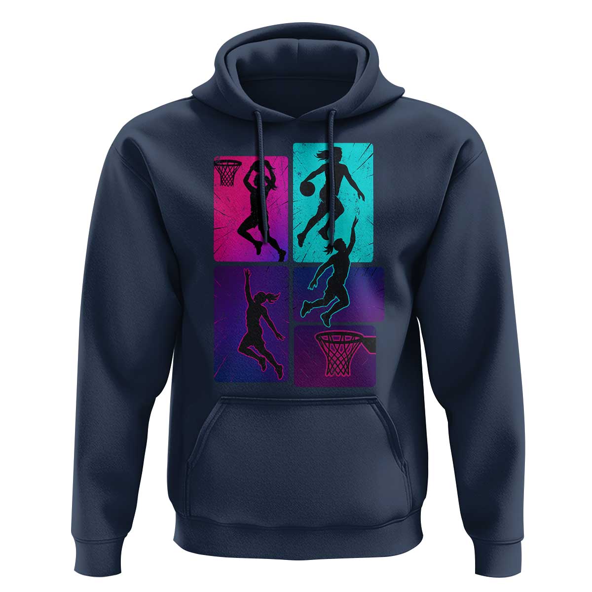 Basketball Girls Hoodie Retro Neon Girl Dunk Hoop Sports - Wonder Print Shop