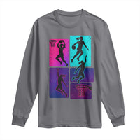 Basketball Girls Long Sleeve Shirt Retro Neon Girl Dunk Hoop Sports - Wonder Print Shop