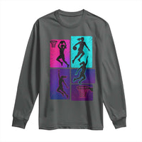 Basketball Girls Long Sleeve Shirt Retro Neon Girl Dunk Hoop Sports - Wonder Print Shop