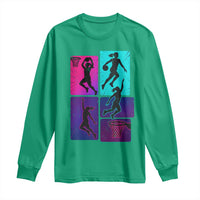 Basketball Girls Long Sleeve Shirt Retro Neon Girl Dunk Hoop Sports - Wonder Print Shop