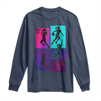 Basketball Girls Long Sleeve Shirt Retro Neon Girl Dunk Hoop Sports - Wonder Print Shop