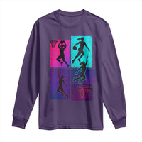 Basketball Girls Long Sleeve Shirt Retro Neon Girl Dunk Hoop Sports - Wonder Print Shop