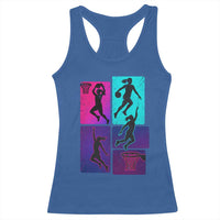 Basketball Girls Racerback Tank Top Retro Neon Girl Dunk Hoop Sports - Wonder Print Shop