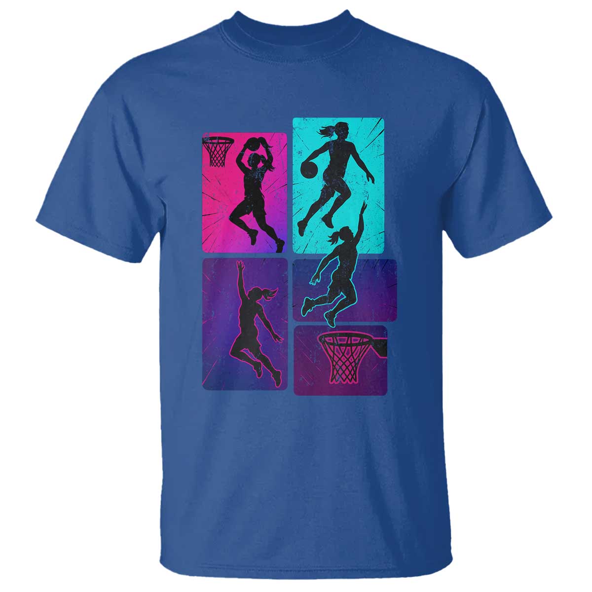 Basketball Girls T Shirt Retro Neon Girl Dunk Hoop Sports - Wonder Print Shop