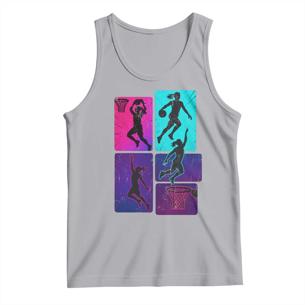 Basketball Girls Tank Top Retro Neon Girl Dunk Hoop Sports - Wonder Print Shop