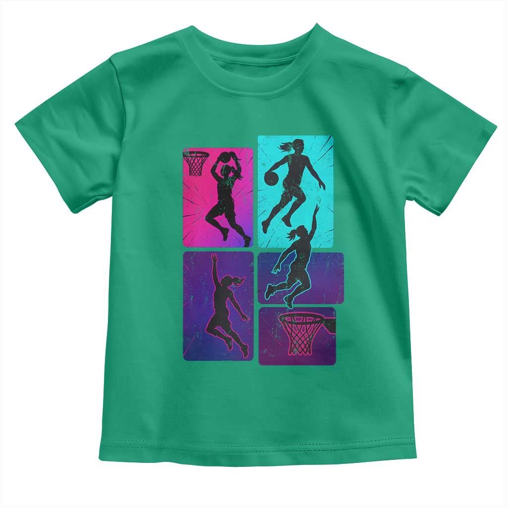 Basketball Girls Toddler T Shirt Retro Neon Girl Dunk Hoop Sports - Wonder Print Shop