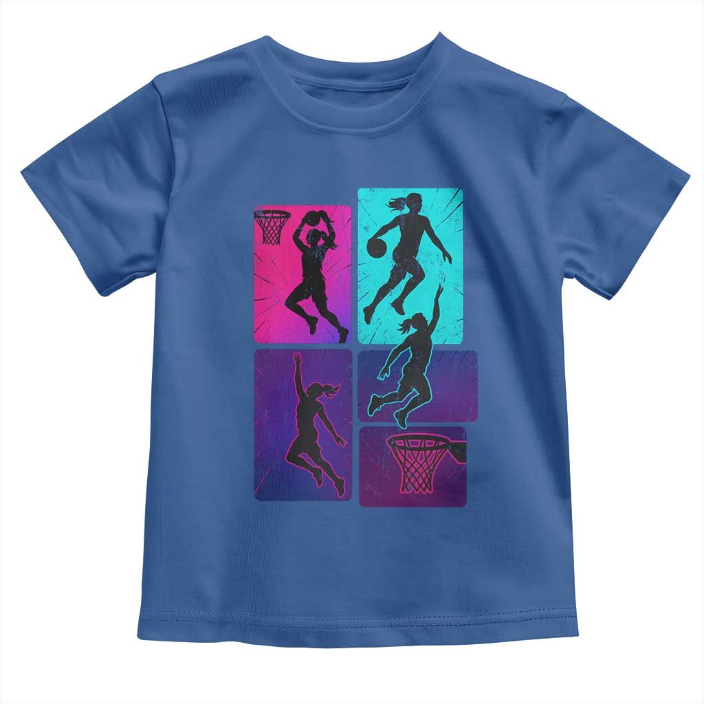 Basketball Girls Toddler T Shirt Retro Neon Girl Dunk Hoop Sports - Wonder Print Shop
