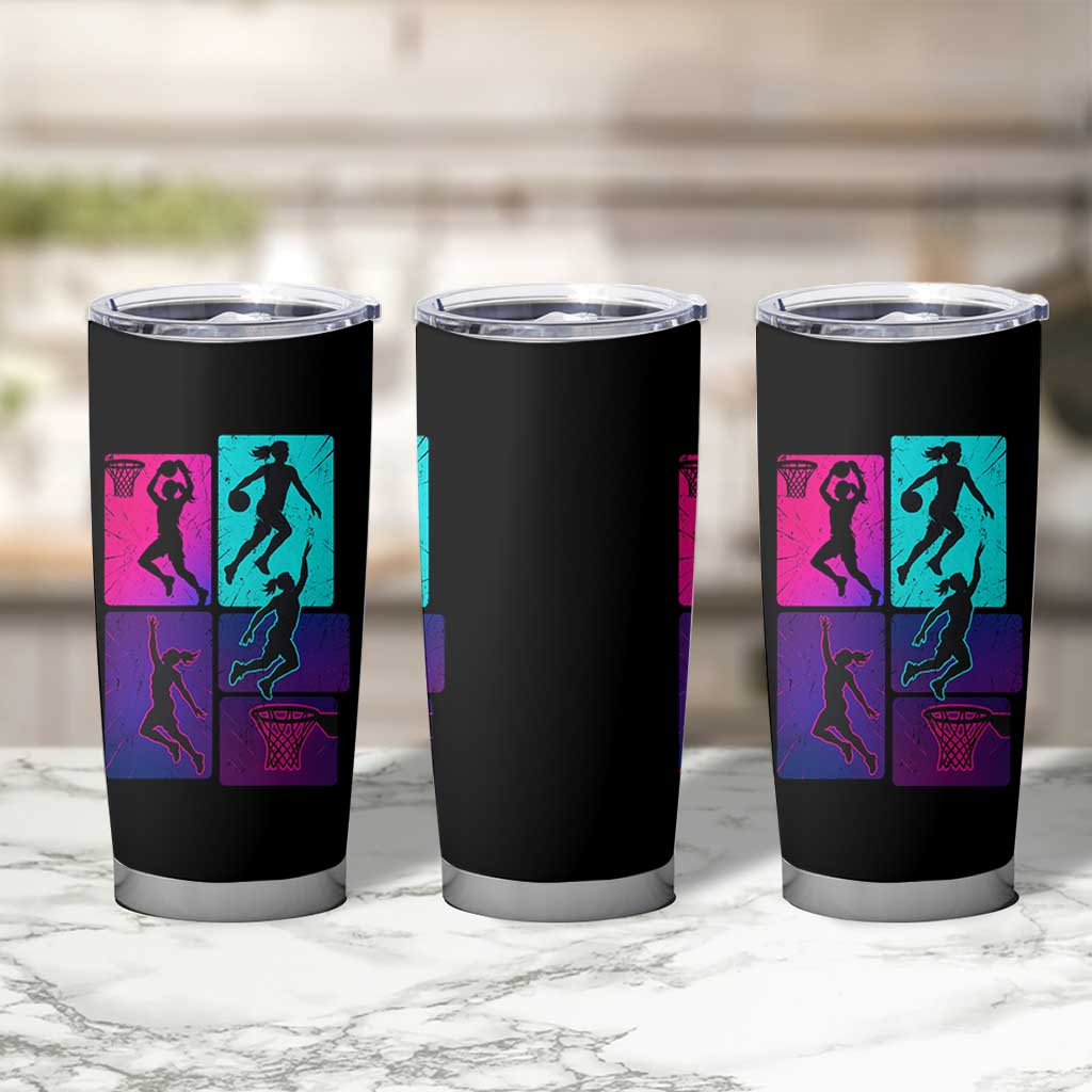 Basketball Girls Tumbler Cup Retro Neon Girl Dunk Hoop Sports - Wonder Print Shop
