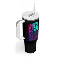 Basketball Girls Tumbler With Handle Retro Neon Girl Dunk Hoop Sports - Wonder Print Shop
