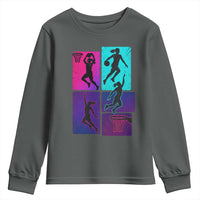 Basketball Girls Youth Sweatshirt Retro Neon Girl Dunk Hoop Sports - Wonder Print Shop