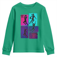 Basketball Girls Youth Sweatshirt Retro Neon Girl Dunk Hoop Sports - Wonder Print Shop