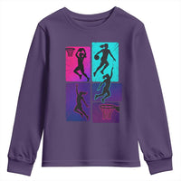 Basketball Girls Youth Sweatshirt Retro Neon Girl Dunk Hoop Sports - Wonder Print Shop