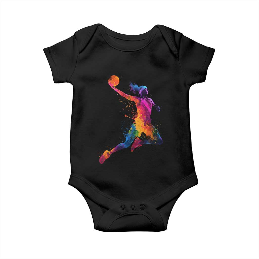 Basketball Girls Baby Onesie Retro Vintage Watercolors Sport Splash Hoop Net Slam Dunk - Wonder Print Shop