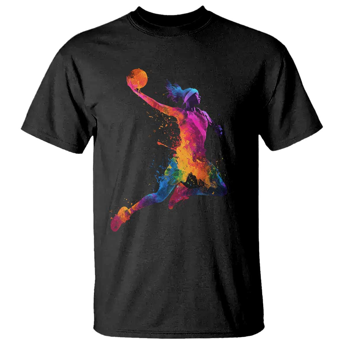 Basketball Girls T Shirt Retro Vintage Watercolors Sport Splash Hoop Net Slam Dunk - Wonder Print Shop