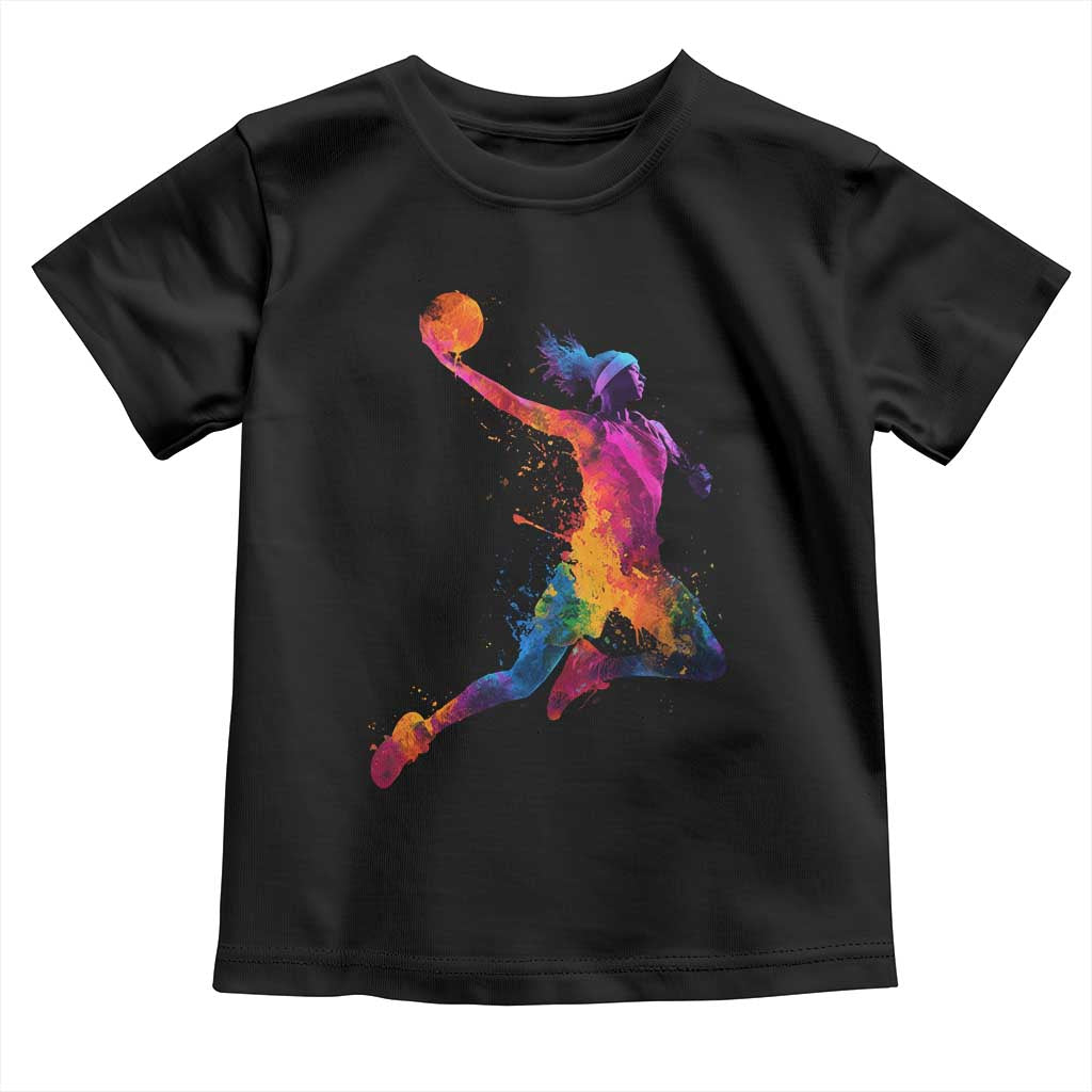 Basketball Girls Toddler T Shirt Retro Vintage Watercolors Sport Splash Hoop Net Slam Dunk - Wonder Print Shop