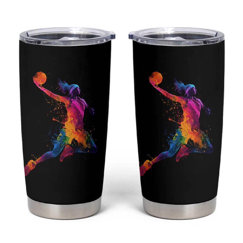 Basketball Girls Tumbler Cup Retro Vintage Watercolors Sport Splash Hoop Net Slam Dunk - Wonder Print Shop