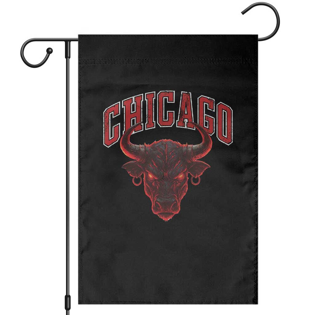 Retro Chicago Garden Flag Bulls Mascot Team Spirit Vintage Basketball Fan - Wonder Print Shop