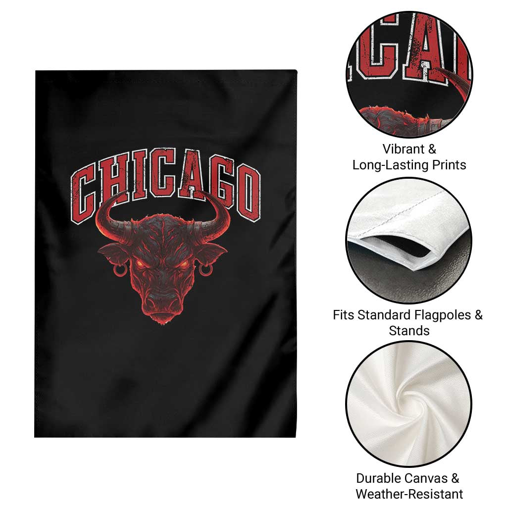 Retro Chicago Garden Flag Bulls Mascot Team Spirit Vintage Basketball Fan - Wonder Print Shop