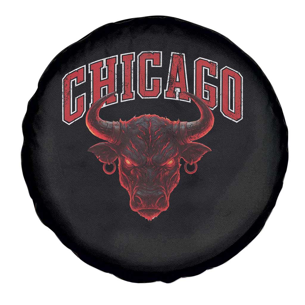 Retro Chicago Spare Tire Cover Bulls Mascot Team Spirit Vintage Basketball Fan - Wonder Print Shop