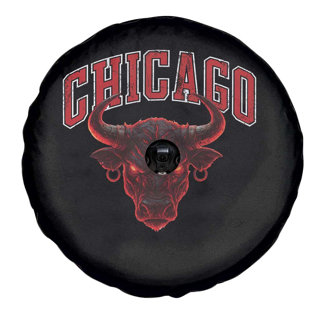 Retro Chicago Spare Tire Cover Bulls Mascot Team Spirit Vintage Basketball Fan - Wonder Print Shop