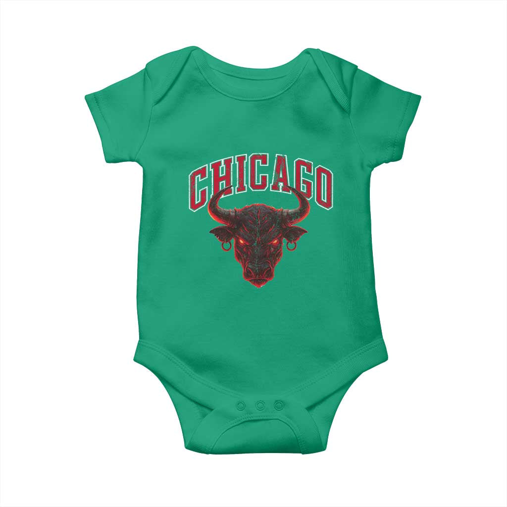 Retro Chicago Baby Onesie Bulls Mascot Team Spirit Vintage Basketball Fan - Wonder Print Shop