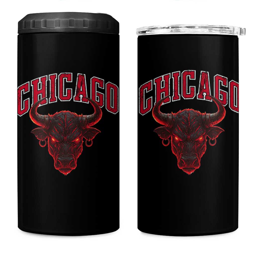 Retro Chicago 4 in 1 Can Cooler Tumbler Bulls Mascot Team Spirit Vintage Basketball Fan - Wonder Print Shop