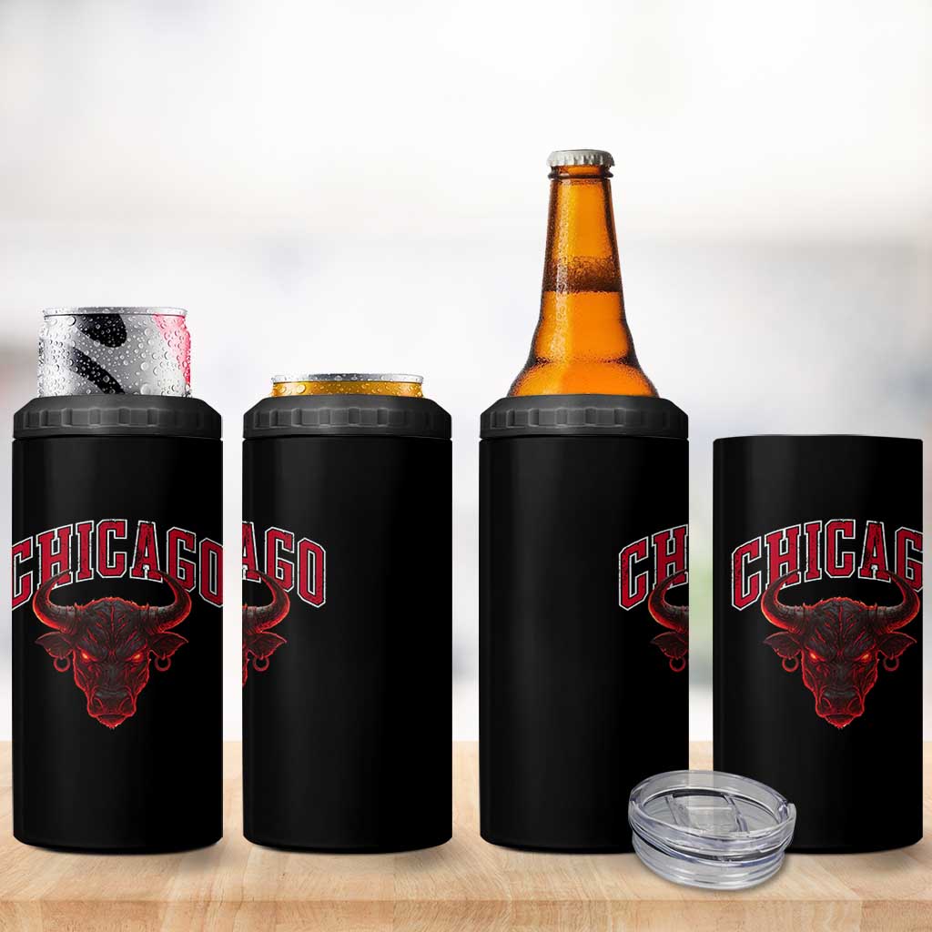 Retro Chicago 4 in 1 Can Cooler Tumbler Bulls Mascot Team Spirit Vintage Basketball Fan - Wonder Print Shop