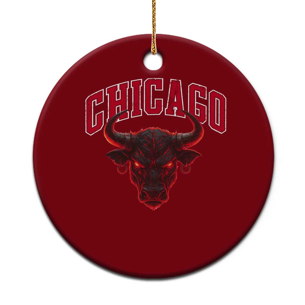 Retro Chicago Ceramic Ornament Bulls Mascot Team Spirit Vintage Basketball Fan - Wonder Print Shop