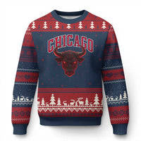Retro Chicago Ugly Christmas Sweater Bulls Mascot Team Spirit Vintage Basketball Fan - Wonder Print Shop