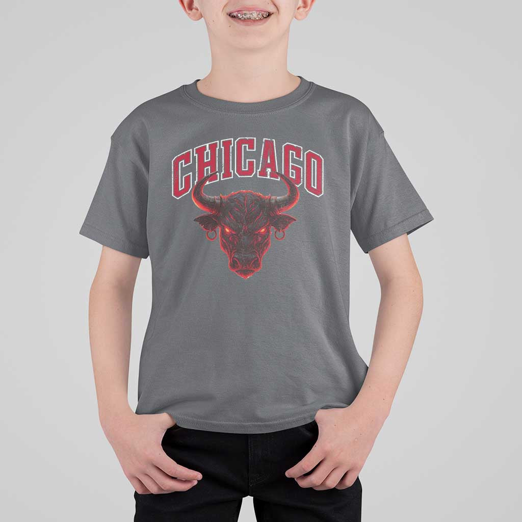 Retro Chicago T Shirt For Kid Bulls Mascot Team Spirit Vintage Basketball Fan - Wonder Print Shop