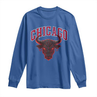 Retro Chicago Long Sleeve Shirt Bulls Mascot Team Spirit Vintage Basketball Fan - Wonder Print Shop