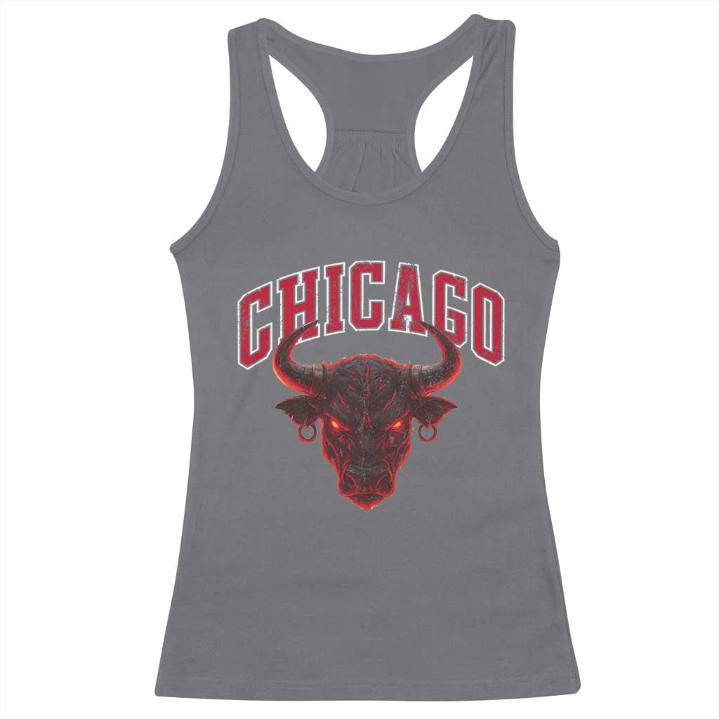 Retro Chicago Racerback Tank Top Bulls Mascot Team Spirit Vintage Basketball Fan - Wonder Print Shop