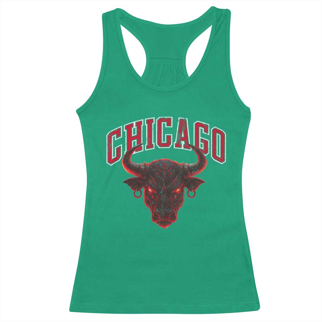 Retro Chicago Racerback Tank Top Bulls Mascot Team Spirit Vintage Basketball Fan - Wonder Print Shop
