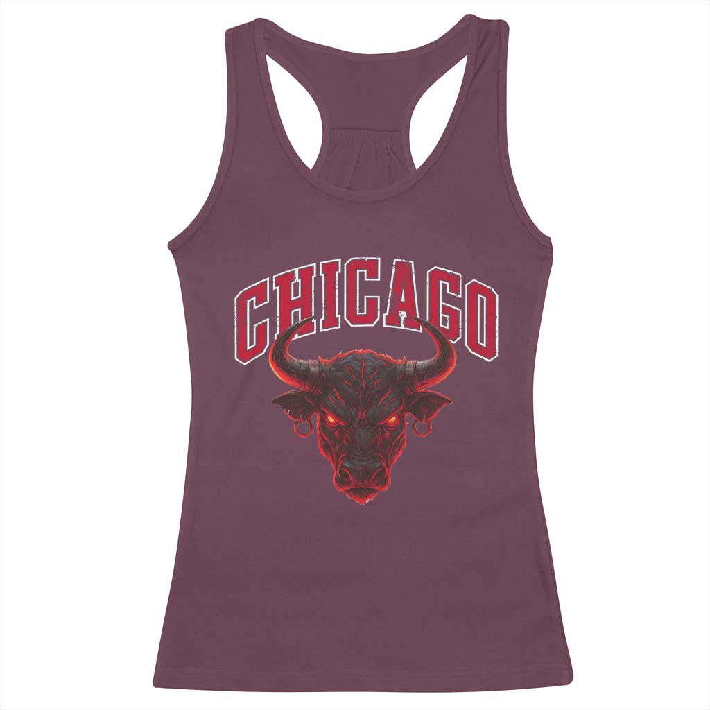 Retro Chicago Racerback Tank Top Bulls Mascot Team Spirit Vintage Basketball Fan - Wonder Print Shop