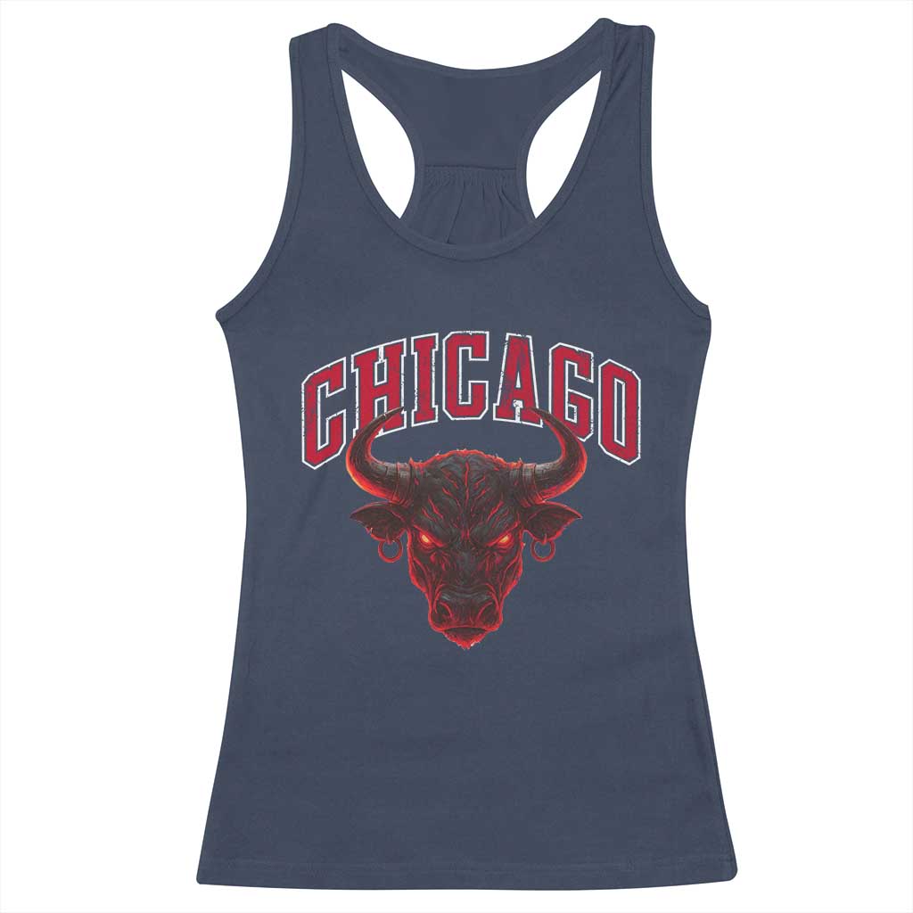 Retro Chicago Racerback Tank Top Bulls Mascot Team Spirit Vintage Basketball Fan - Wonder Print Shop
