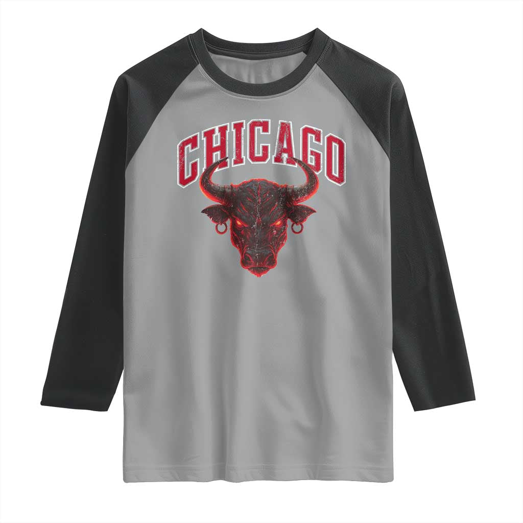 Retro Chicago Raglan Shirt Bulls Mascot Team Spirit Vintage Basketball Fan - Wonder Print Shop