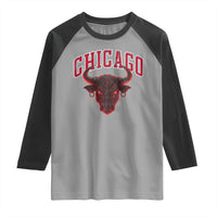 Retro Chicago Raglan Shirt Bulls Mascot Team Spirit Vintage Basketball Fan - Wonder Print Shop