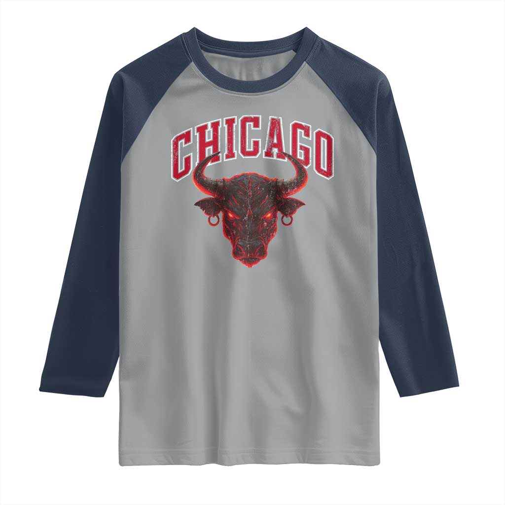 Retro Chicago Raglan Shirt Bulls Mascot Team Spirit Vintage Basketball Fan - Wonder Print Shop