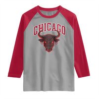 Retro Chicago Raglan Shirt Bulls Mascot Team Spirit Vintage Basketball Fan - Wonder Print Shop