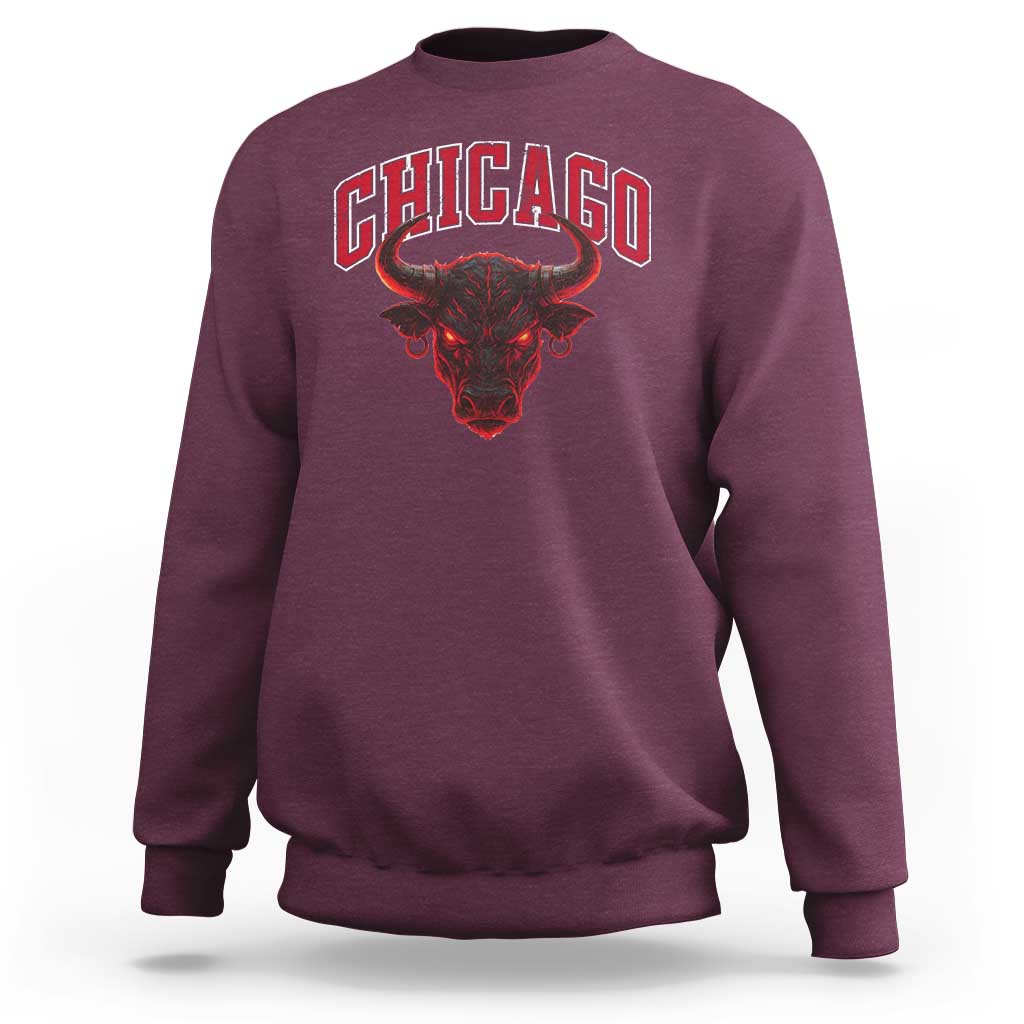 Retro Chicago Sweatshirt Bulls Mascot Team Spirit Vintage Basketball Fan - Wonder Print Shop