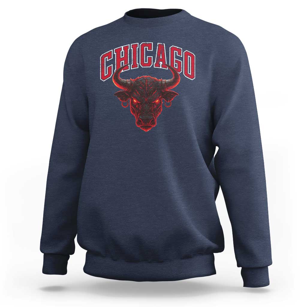 Retro Chicago Sweatshirt Bulls Mascot Team Spirit Vintage Basketball Fan - Wonder Print Shop