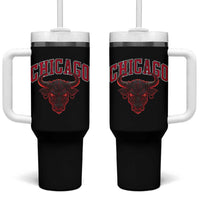 Retro Chicago Tumbler With Handle Bulls Mascot Team Spirit Vintage Basketball Fan - Wonder Print Shop