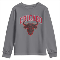 Retro Chicago Youth Sweatshirt Bulls Mascot Team Spirit Vintage Basketball Fan - Wonder Print Shop