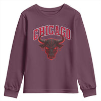 Retro Chicago Youth Sweatshirt Bulls Mascot Team Spirit Vintage Basketball Fan - Wonder Print Shop