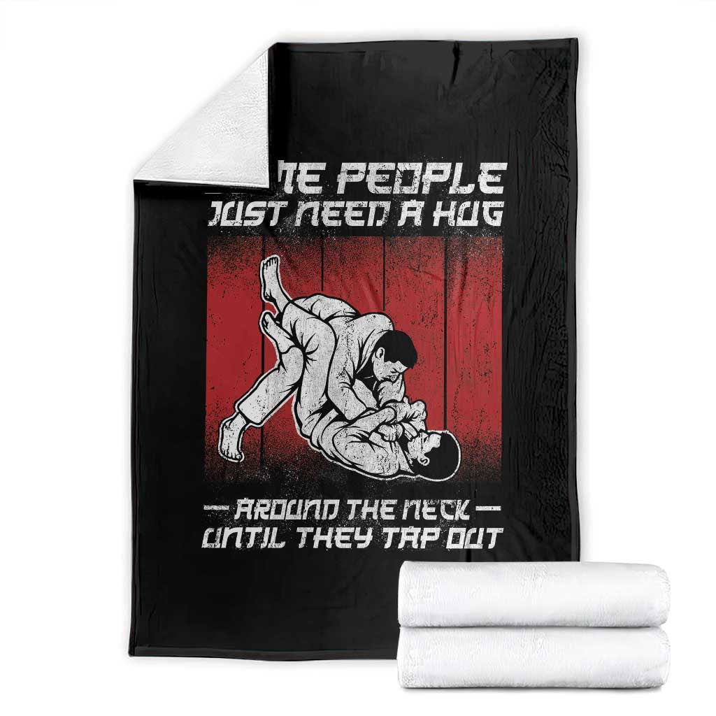 Brazilian Jiu Jitsu Throw Blanket Some People Just Need A Hug Vintage BJJ - Wonder Print Shop