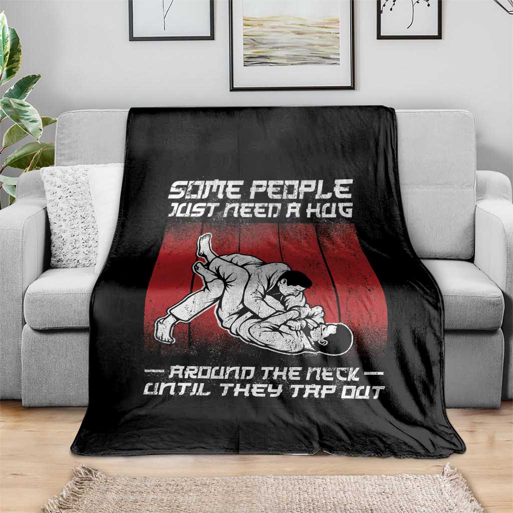 Brazilian Jiu Jitsu Throw Blanket Some People Just Need A Hug Vintage BJJ - Wonder Print Shop