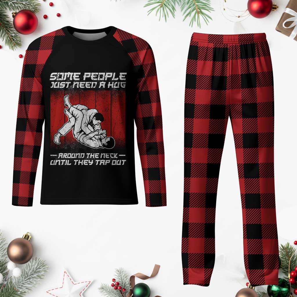 Brazilian Jiu Jitsu Plaid Pajama Set Some People Just Need A Hug Vintage BJJ - Wonder Print Shop